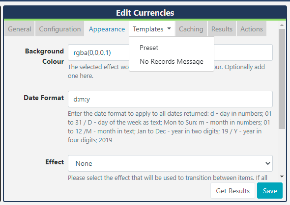 Currencies Templates